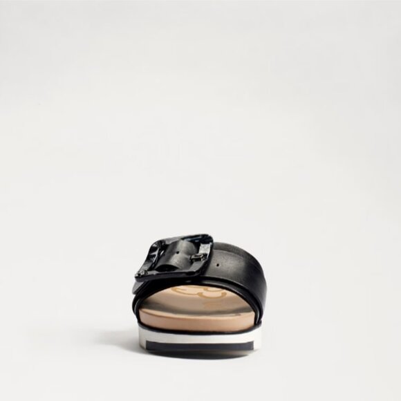 Sam Edelman Black Sandal Slide Ariane Marble Buckle Leather Platform Size 6.5 - Picture 5 of 16